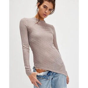 FREE PEOPLE Intimately Sz SMALL Another Round Long Sleeve Top Metallic Purple